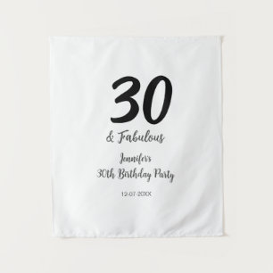 Tapiz cumpleaños 30 add nombre fecha año negro 