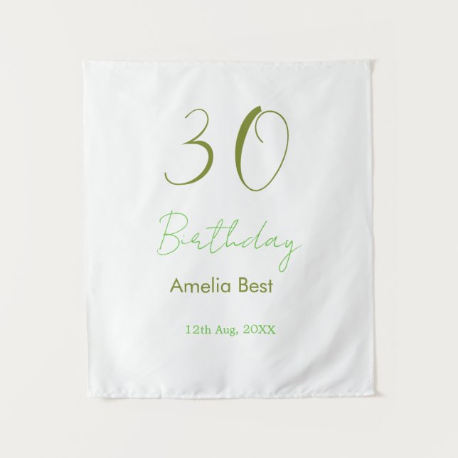 TAPIZ CUMPLEAÑOS 30 VERDE NOMBRE FECHA NEGRITA RETRO PAS (Anverso)