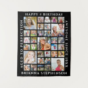 Tapiz Cumpleaños 33 Collage de fotos Personalizado Tu Co