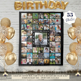 Tapiz Cumpleaños 55 Fotomontaje de fondo GENIAL DESDE