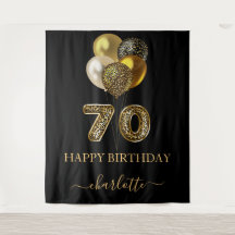 Cumpleaños 70 negro oro leopardo guion nombre