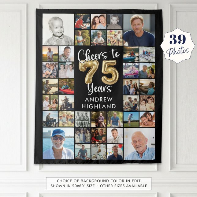 Tapiz Cumpleaños 75: 39 años de Collage de fotos Saludos (Subido por el creador)