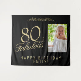 Tapiz Cumpleaños 80 y Fabuloso Foto Telón de Fondo Negro