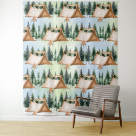 Tapiz Cumpleaños al aire libre con fogata para hacer S'm