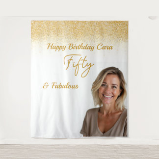 Tapiz Cumpleaños cincuenta foto personalizada