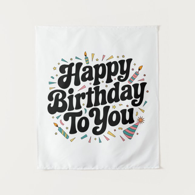Tapiz Cumpleaños Confeti Retro (Anverso)