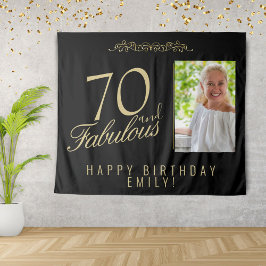 Tapiz Cumpleaños de 70 años y fabuloso fondo negro para