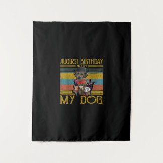 Tapiz Cumpleaños de agosto con mi perro lobo de Irlanda