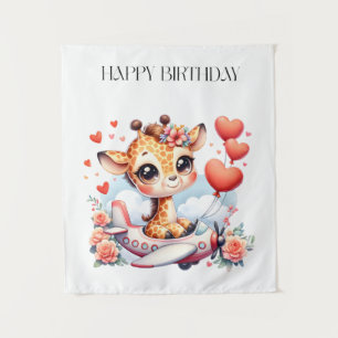 Tapiz Cumpleaños de Avión Jirafa