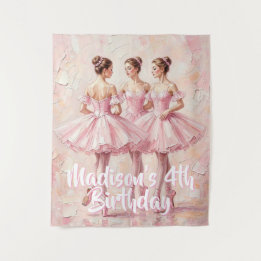 Tapiz cumpleaños de bailarina rosa coqueta