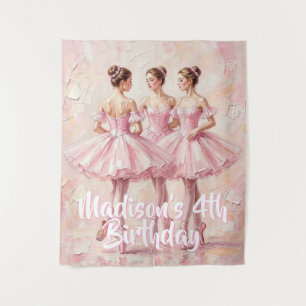 Tapiz cumpleaños de bailarina rosa coqueta