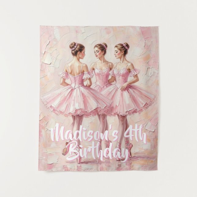 Tapiz cumpleaños de bailarina rosa coqueta (Anverso)