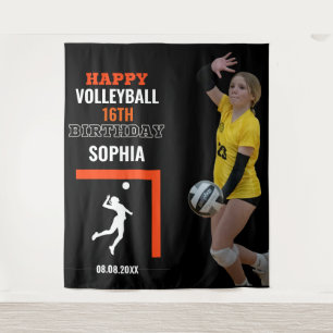 Tapiz Cumpleaños de Chica de voleibol, equipo jugador re
