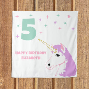 Tapiz Cumpleaños de Chicas Unicornio Mágico