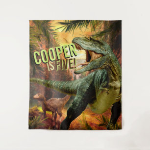 Tapiz Cumpleaños de chicos dinosaurio TRex   Fondo con n