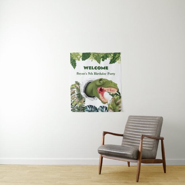 Tapiz Cumpleaños de Dinosaurio 3D (In situ)