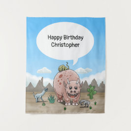 Tapiz Cumpleaños de dinosaurio de fantasía