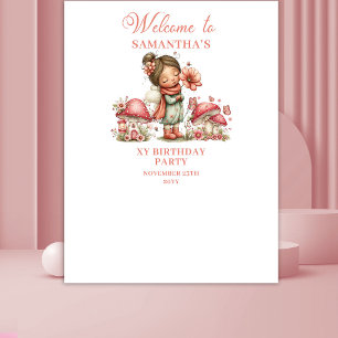 Tapiz Cumpleaños de Hada Linda 1er Fondo floral rosa