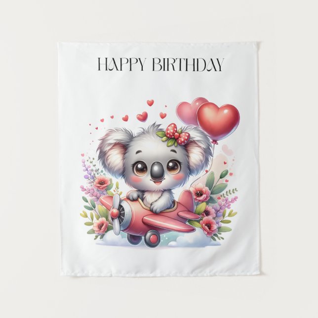 Tapiz Cumpleaños de Koala Volador (Anverso)