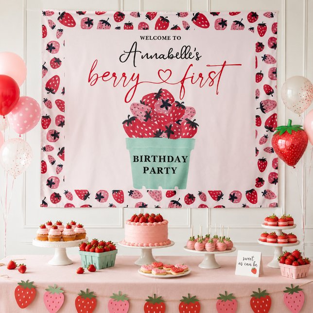 Tapiz Cumpleaños de la primera fresa de Berry (Subido por el creador)
