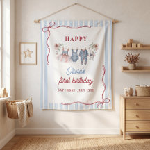 Cumpleaños de niña de rojo blanco y azul