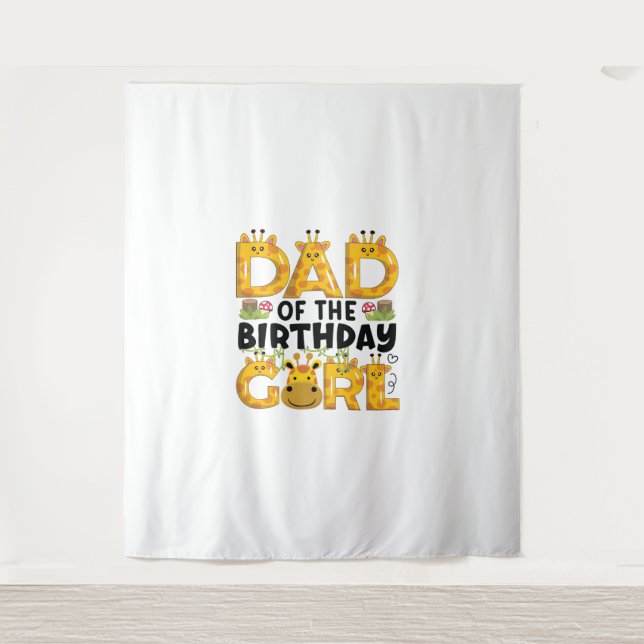 Tapiz Cumpleaños de Papá 1ra Cumpleañera Tema de Jirafa  (Anverso)