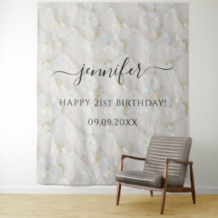 Tapiz Cumpleaños de Piedra Preciosa Opal Pastel Glam Ele