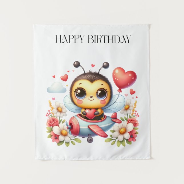 Tapiz Cumpleaños de piloto abeja (Anverso)