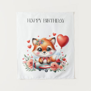 Tapiz Cumpleaños de piloto de zorro lindo