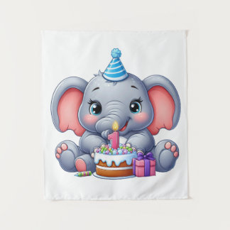 Tapiz Cumpleaños del elefante bebé 1