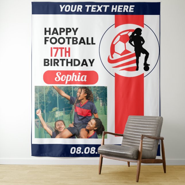 Tapiz Cumpleaños del futbol, fondo del jugador Chica de  (In situ)