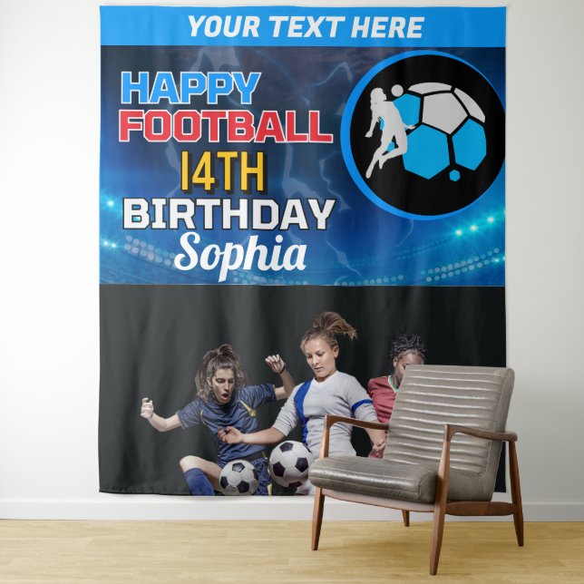Tapiz Cumpleaños del futbol, fondo del jugador Chica de  (In situ)
