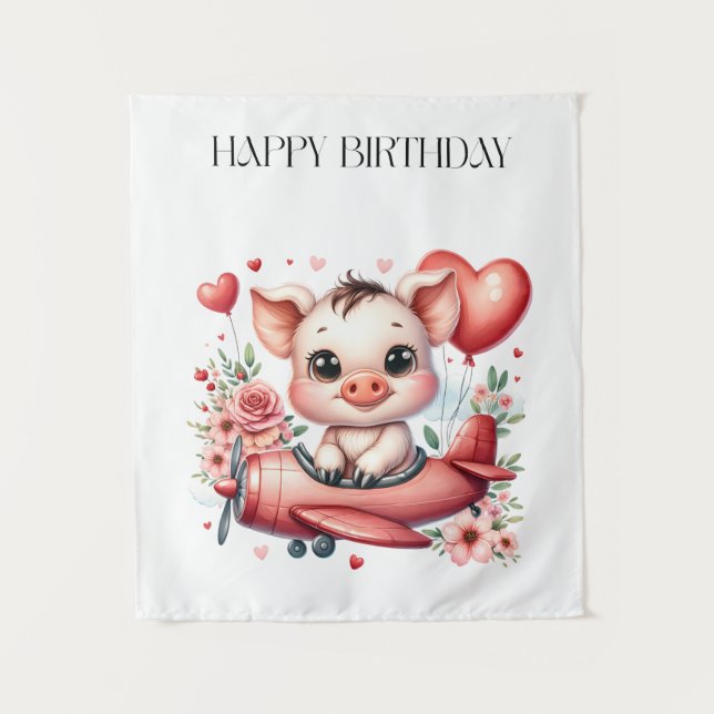 Tapiz Cumpleaños del piloto cerdo (Anverso)