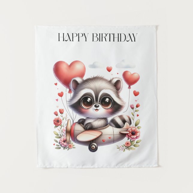 Tapiz Cumpleaños del piloto mapache (Anverso)