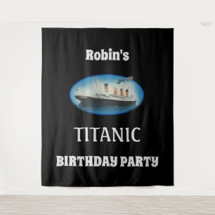 Tapiz Cumpleaños del Titanic Negro Buque RMS Línea Estel