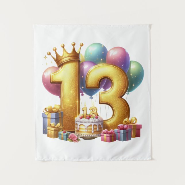 Tapiz Cumpleaños dorado 13 (Anverso)