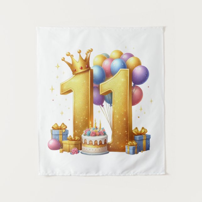 Tapiz Cumpleaños dorado número 11 (Anverso)