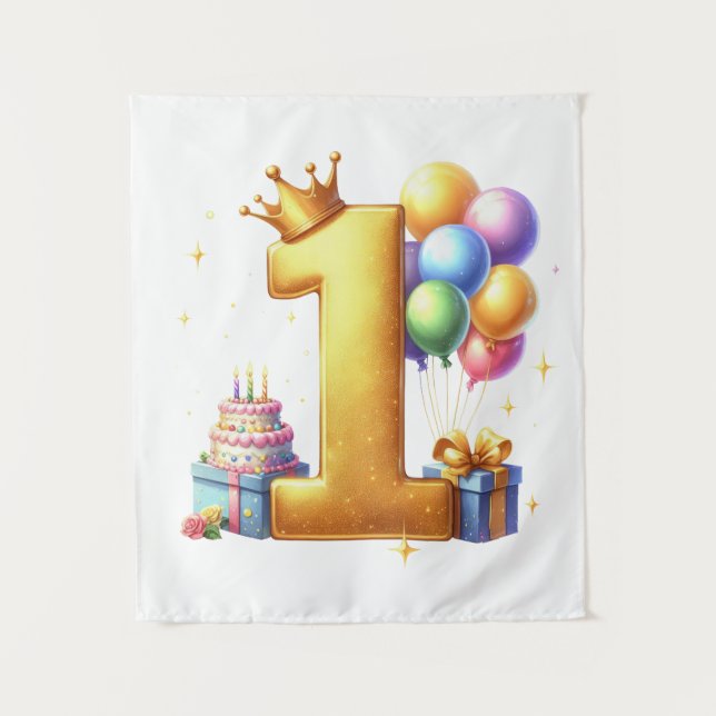 Tapiz Cumpleaños dorado primero (Anverso)