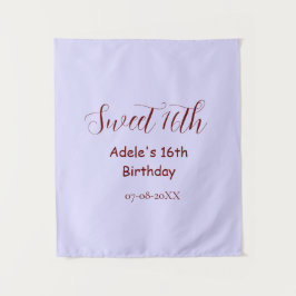 Tapiz Cumpleaños dulce 16 nombre retro púrpura pastel ma