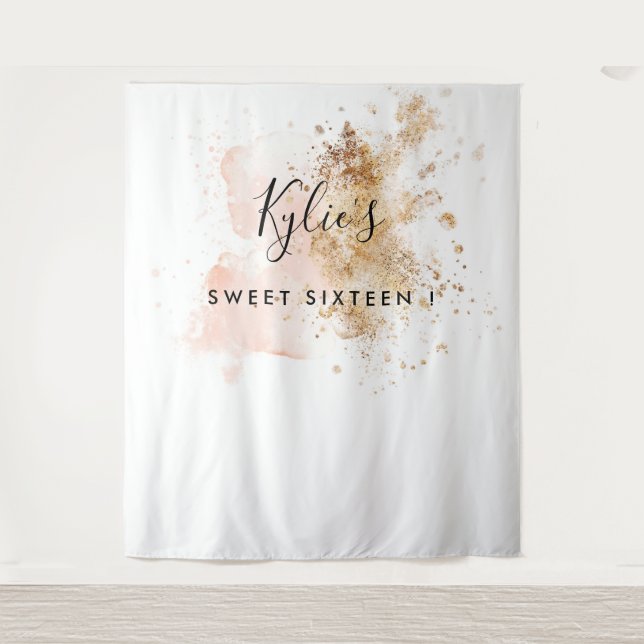 Tapiz Cumpleaños Dulces Dieciséis Telón de Fondo para Ca (Anverso)