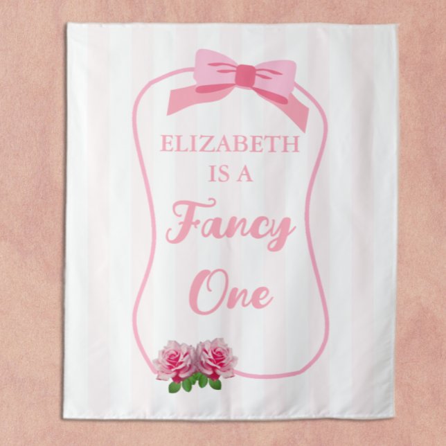 Tapiz Cumpleaños elegante con lazo floral (Subido por el creador)