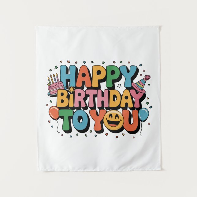 Tapiz Cumpleaños Feliz Sonriente (Anverso)