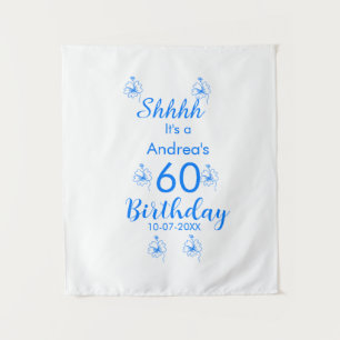 Tapiz Cumpleaños floral azul blanco malva shhhh 60