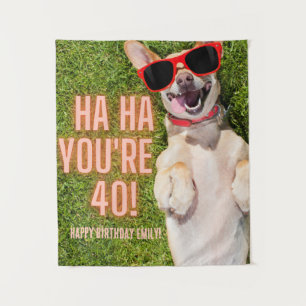 Tapiz Cumpleaños grande del perro riendo 40