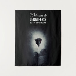 Tapiz Cumpleaños Macabro Rosa Negra Gótica con Sangre Go