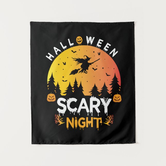 Tapiz Cumpleaños Noche de Terror de Halloween (Anverso)