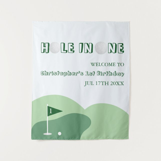 Tapiz Cumpleaños número 1 de Golf Boy (Anverso)