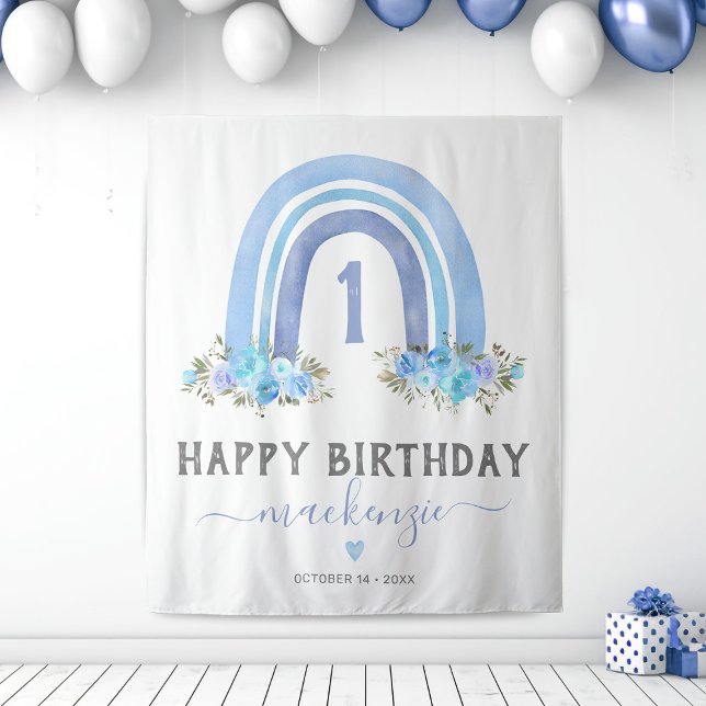 Tapiz Cumpleaños número uno Boy Boho Rainbow (Subido por el creador)