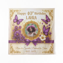Cumpleaños Personalizado de Mariposa Morada Real D