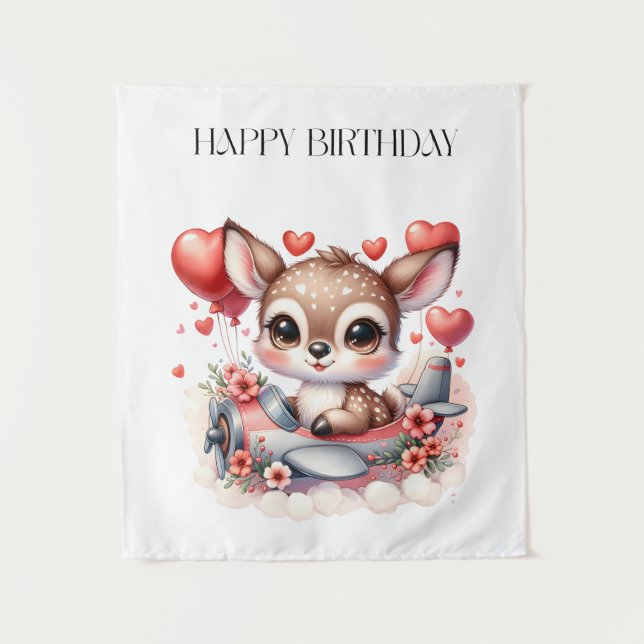Tapiz Cumpleaños piloto ciervo (Anverso)